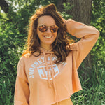 Essential Crop Hoodie - Peach/White