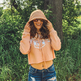 Essential Crop Hoodie - Peach/White